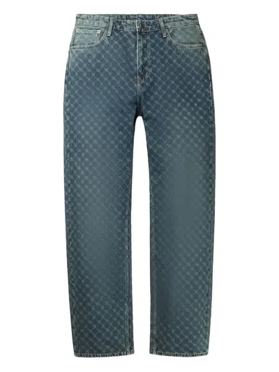 Daily Paper Monogram-print Jeans In Blue
