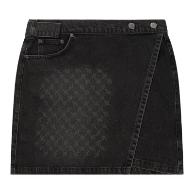 Pre-owned Daily Paper Monogram Wrap Denim Skirt 'black' | Men's Size L