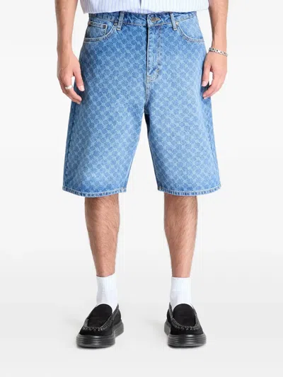 Daily Paper Monogram-pattern Denim Shorts In Animal Print