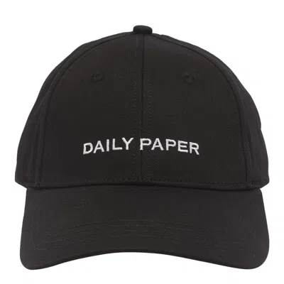 Daily Paper Narrow Birm Logo Embroidered Baseball Cap In Black