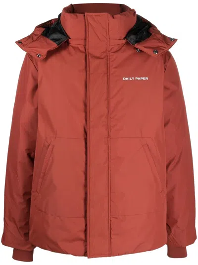 Daily Paper Padded Hooded Jacket In Red