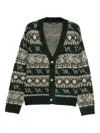 Daily Paper Patterned-intarsia Cardigan In Green
