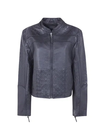 Daily Paper Patterned Leather Jacket In Black