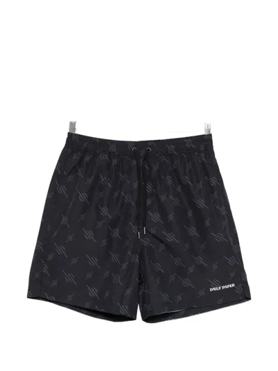 Daily Paper Patterned Swim Shorts In Black