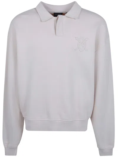 Daily Paper Oversized Shield Polo Neck Sweater In White