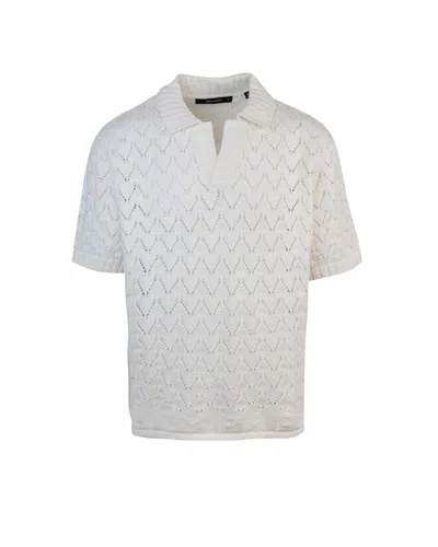 Daily Paper Mens White Yinka Patterned Cotton-knit Polo Shirt