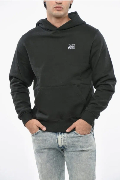Daily Paper Printed Fleeced Cotton Smoothie Hoodie In Black