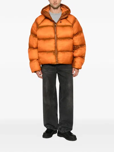 Daily Paper Quilted Hooded Jacket In Orange