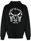 Daily Paper Slogan-print Cotton Hoodie In Black