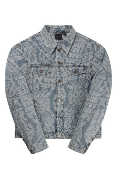 Daily Paper Settle Macramé Jacquard Denim Jacket In Light Blue