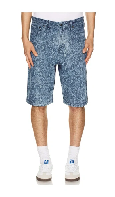 Daily Paper Snake Laser Denim Shorts In Blue