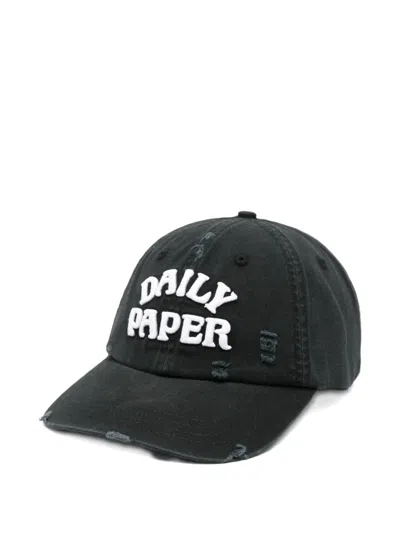 Daily Paper Stack Arch Distressed Cap In Black