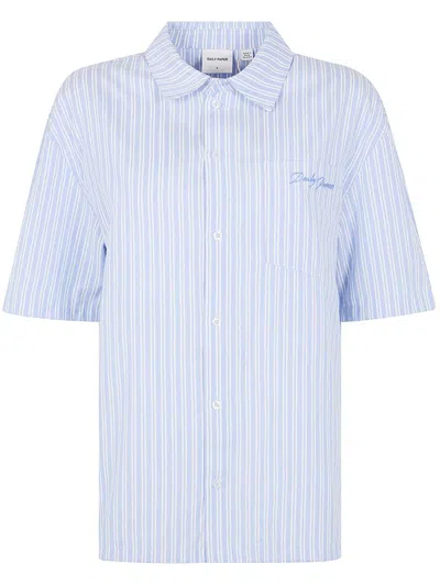 Daily Paper Striped Cotton Shirt In Blue