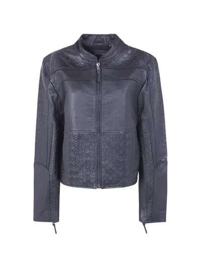 Daily Paper Structured Leather Jacket In Black