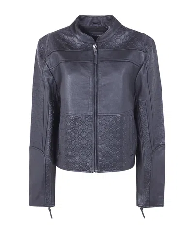 Daily Paper Structured Leather Jacket In Black
