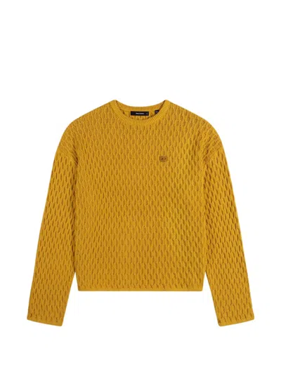 Daily Paper Structured-knit Logo-patch Sweater In Brown