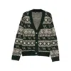 Daily Paper Patterned-intarsia Cardigan In Green