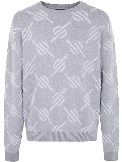 Daily Paper "tevin Monogram" Knit Sweater In Blue
