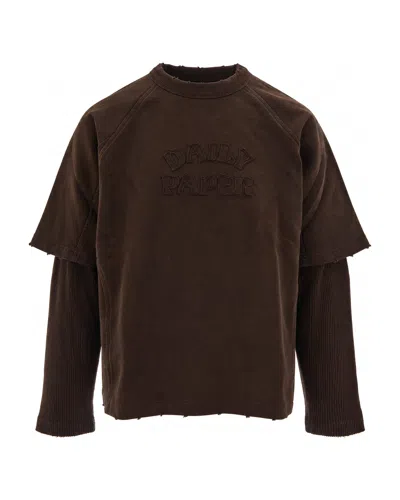 Daily Paper Mens Stacked Long-sleeve Cotton T-shirt Mole Xl In Brown