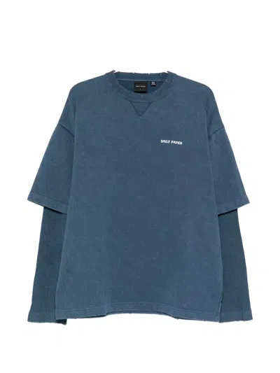 Daily Paper V-neck Layered T-shirt In Blue