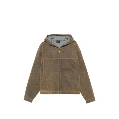 Daily Paper Acid-wash Hooded Jacket In Brown