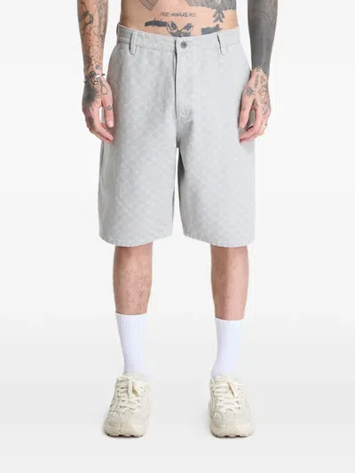 Daily Paper Mens Grey Washed Monogram Cotton Shorts In Gray