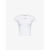 DAILY PAPER DAILY PAPER WOMEN'S WHITE ROUND-NECK LOGO-PATTERN STRETCH-COTTON T-SHIRT