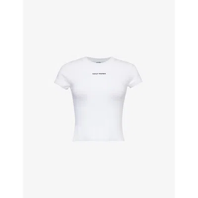 Daily Paper Womens White Round-neck Logo-pattern Stretch-cotton T-shirt