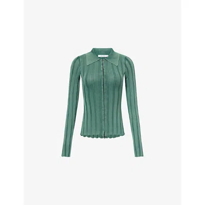 Daily Paper Womens  Washed Ribbed Cotton-knit Cardigan