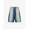 Daily Paper Womens  Bleached Oversized-fit Denim Shorts