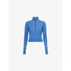 Daily Paper Womens  Logo-patch Long-sleeve Stretch-knit Cardigan In Blue