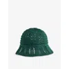 Daily Paper Womens Green Gables Embroidered-logo Open-knit Bucket Hat