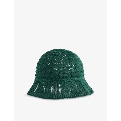 Daily Paper Womens Green Gables Embroidered-logo Open-knit Bucket Hat