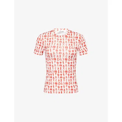 Daily Paper Womens  Hair Grid Aop Short-sleeves Stretch-woven T-shirt