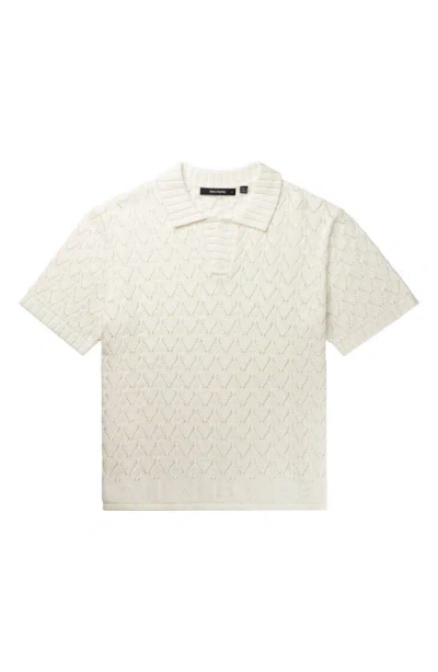 Daily Paper Yinka Pointelle Cotton Polo Sweater In White