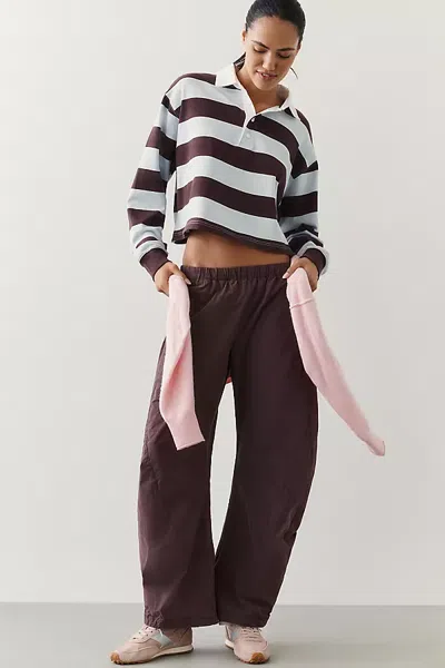 Daily Practice 100% Cotton Barrel Leg Pants In Brown