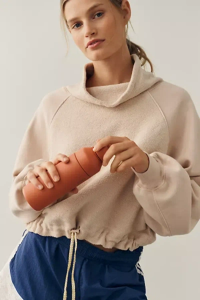 Daily Practice 100% Cotton Funnel-neck Top In Beige
