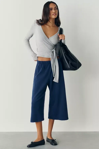 Daily Practice 100% Cotton Knit Long Shorts In Blue