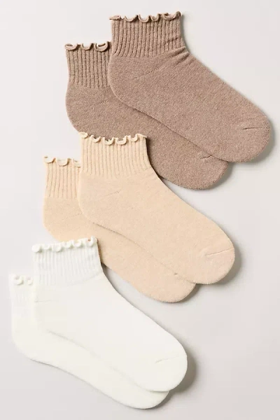 Daily Practice Athletic Ruffle Socks, Set Of 3 In Beige