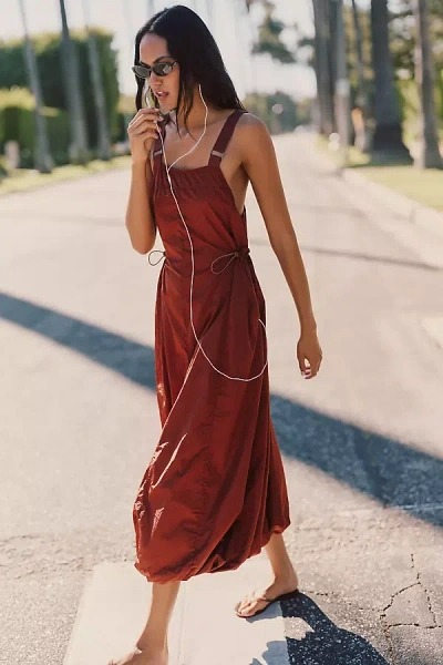 Daily Practice Bubble-hem Midi Dress In Brown