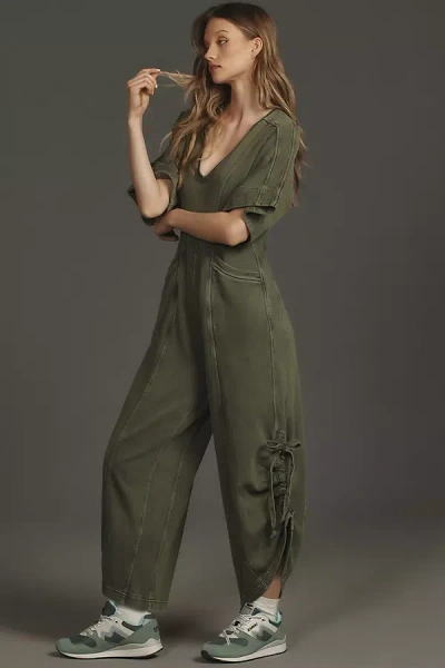 Daily Practice By Anthropologie Arta Short-sleeve Jumpsuit In Green