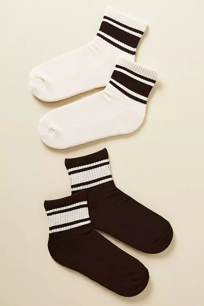 Daily Practice By Anthropologie Athletic Socks, Set Of 2 In Brown