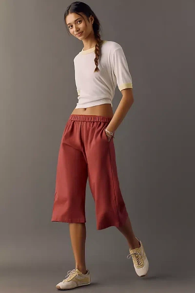 Daily Practice By Anthropologie Daily Practice 100% Cotton Easy Long Shorts In Red