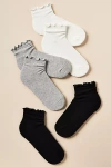 Daily Practice By Anthropologie Daily Practice Athletic Ruffle Socks, Set Of 3 In Black