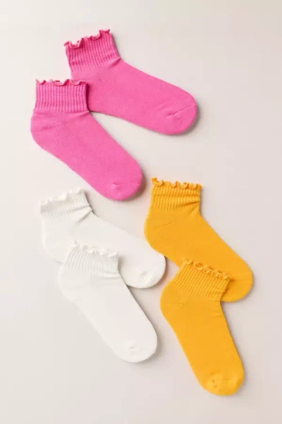 Daily Practice By Anthropologie Daily Practice Athletic Ruffle Socks, Set Of 3 In Orange