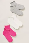 Daily Practice By Anthropologie Daily Practice Athletic Ruffle Socks, Set Of 3 In Pink