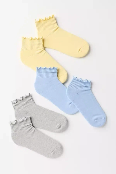 Daily Practice By Anthropologie Daily Practice Athletic Ruffle Socks, Set Of 3 In Yellow
