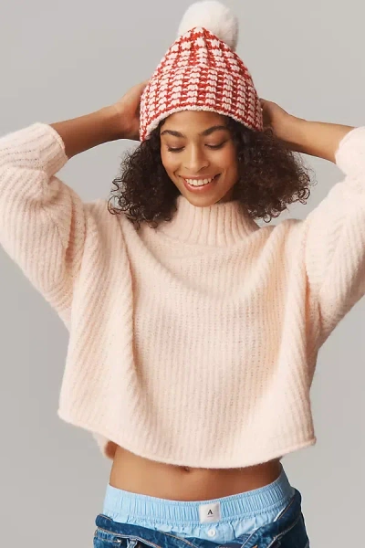 Daily Practice By Anthropologie Daily Practice Chunky Knit Pom-pom Beanie In Burgundy