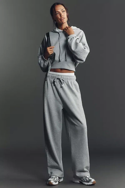 Daily Practice By Anthropologie Daily Practice Fleece Wide-leg Drawstring Pants In Gray