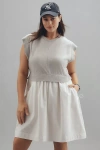 Daily Practice By Anthropologie Daily Practice Gardenia Short-sleeve Babydoll Mini Dress In Grey